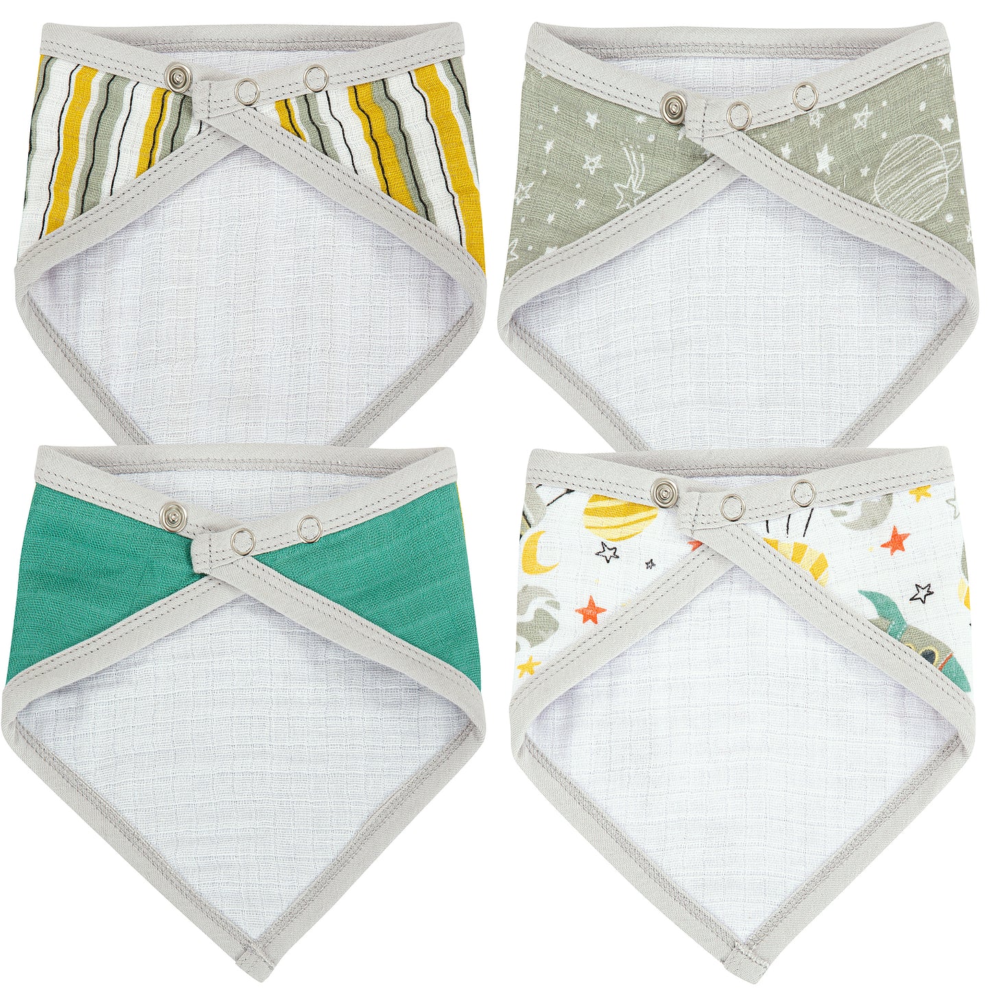 Muslin Bandana Bibs - Pack of 4's - Gimme Some Space - Dreams & Dimples