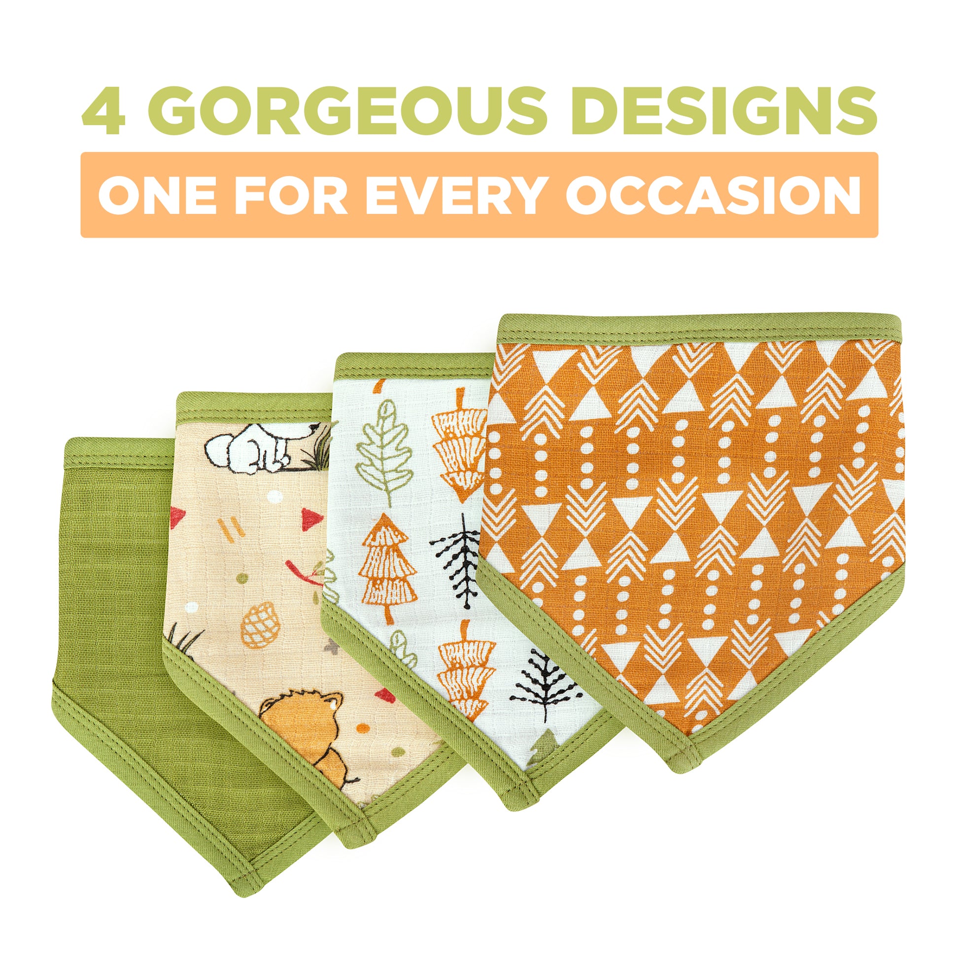 Muslin Bandana Bibs - Pack of 4's - Into the Jungle - Dreams & Dimples