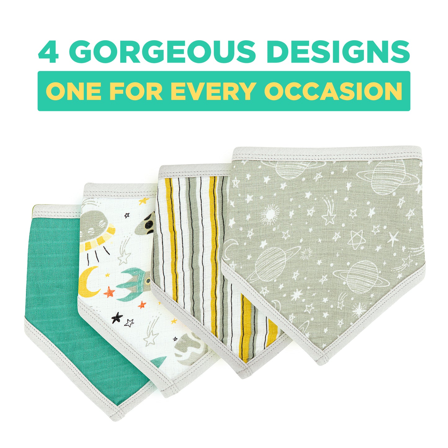 Muslin Bandana Bibs - Pack of 4's - Gimme Some Space - Dreams & Dimples