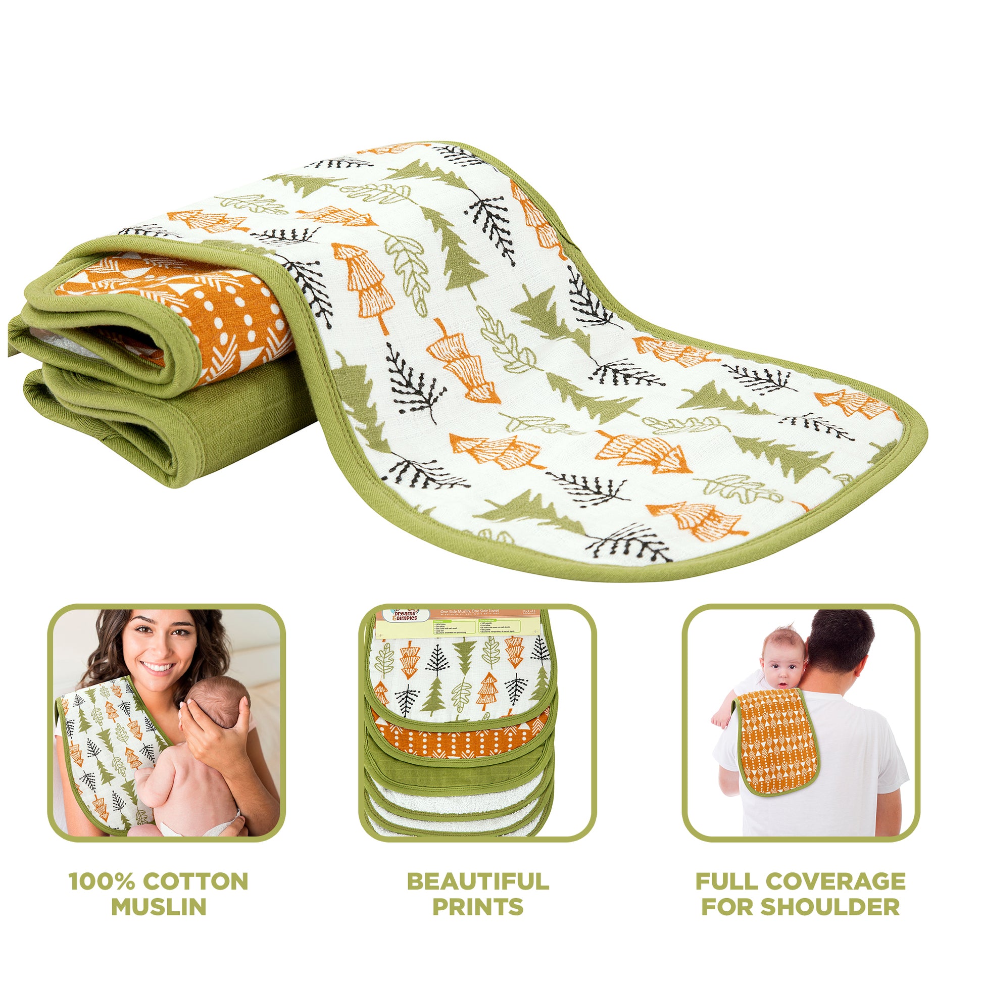 Burp Cloths - Pack of 3's - Into The Jungle - Dreams & Dimples