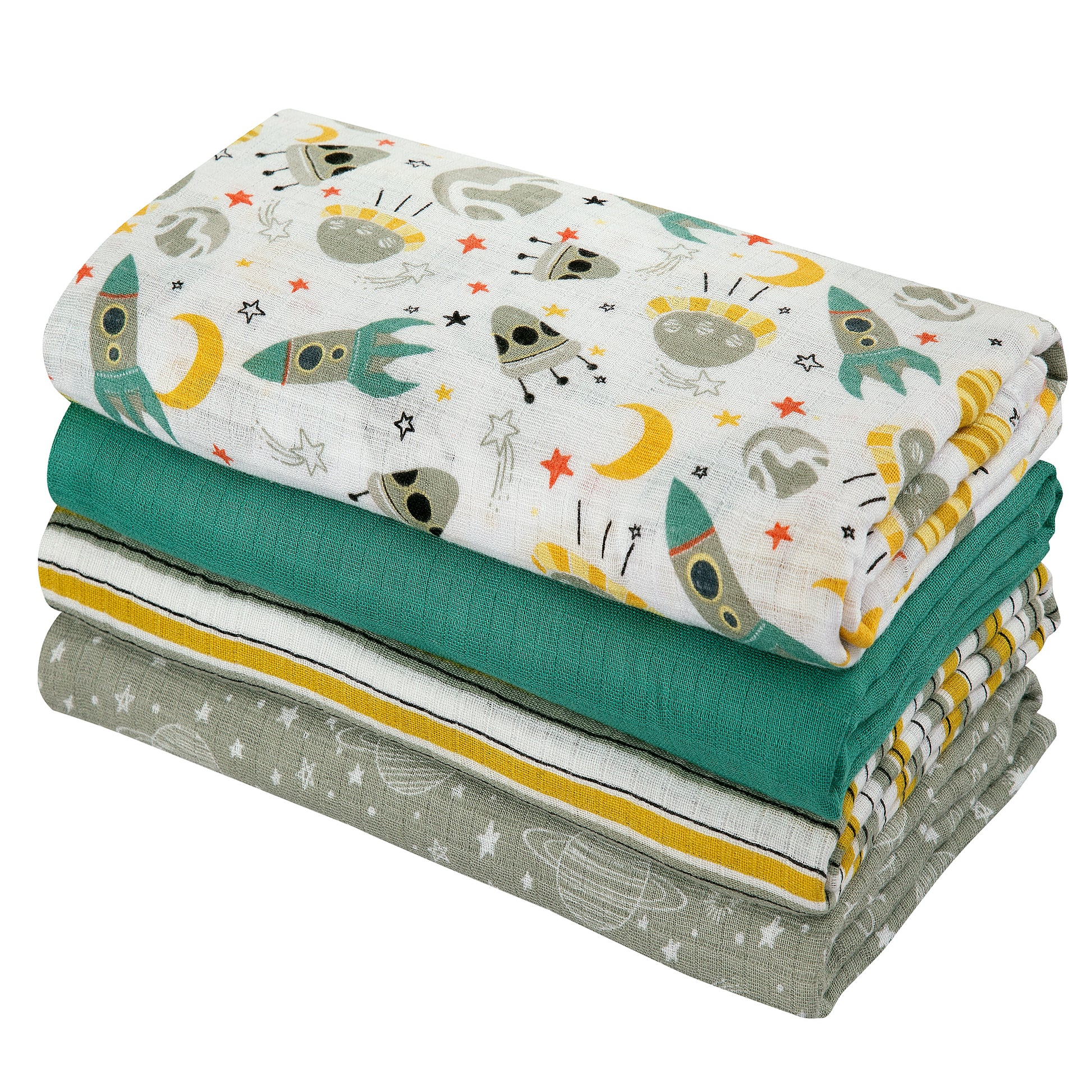 Muslin Swaddles - Pack of 4's - Gimme Some Space - Dreams & Dimples