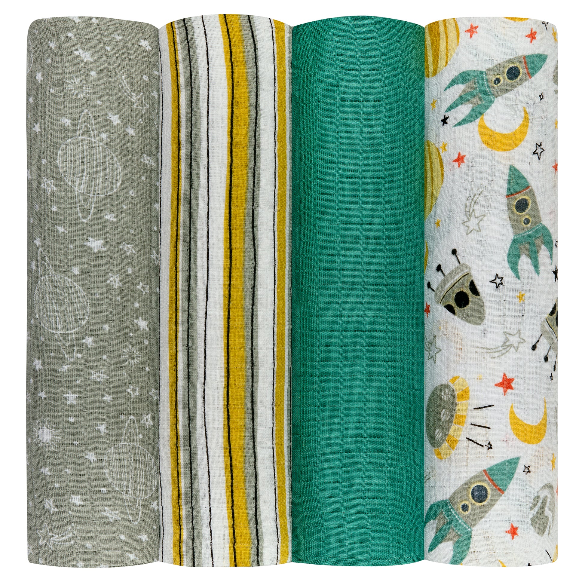 Muslin Swaddles - Pack of 4's - Gimme Some Space - Dreams & Dimples