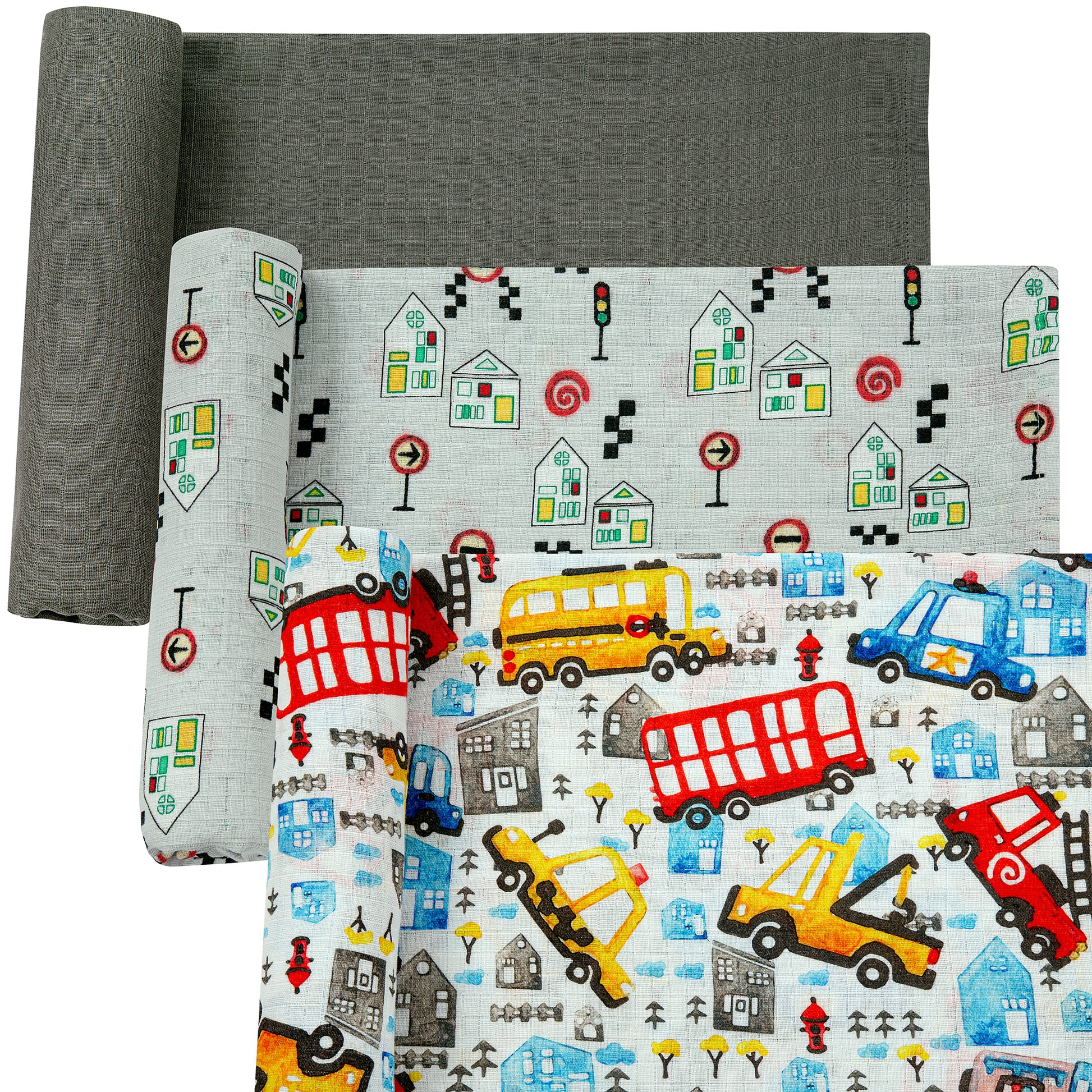 Muslin Swaddles - Pack of 3's - On the Road - Dreams & Dimples