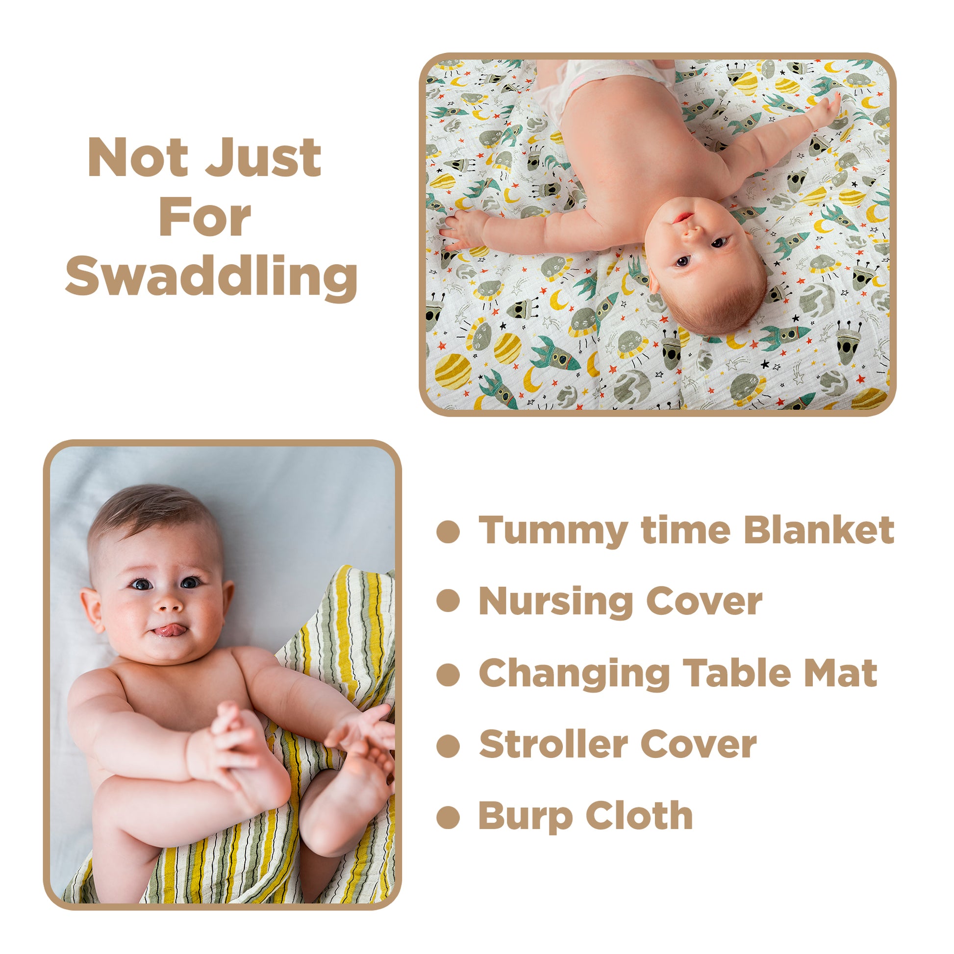 Muslin Swaddles - Pack of 4's - Gimme Some Space - Dreams & Dimples