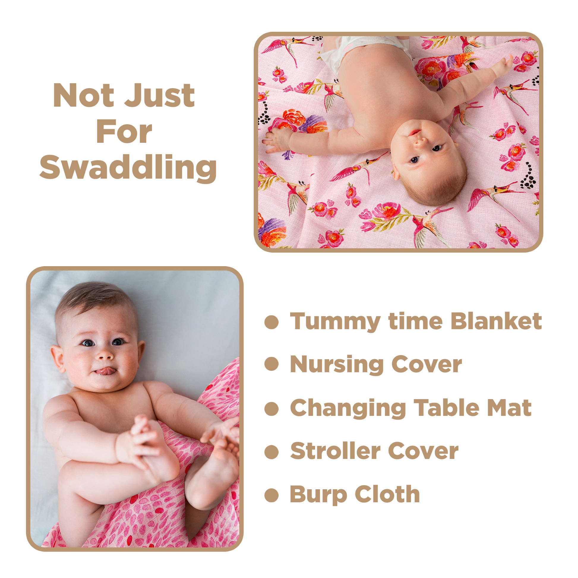 Muslin Swaddles - Pack of 3's - Humming Bird - Dreams & Dimples