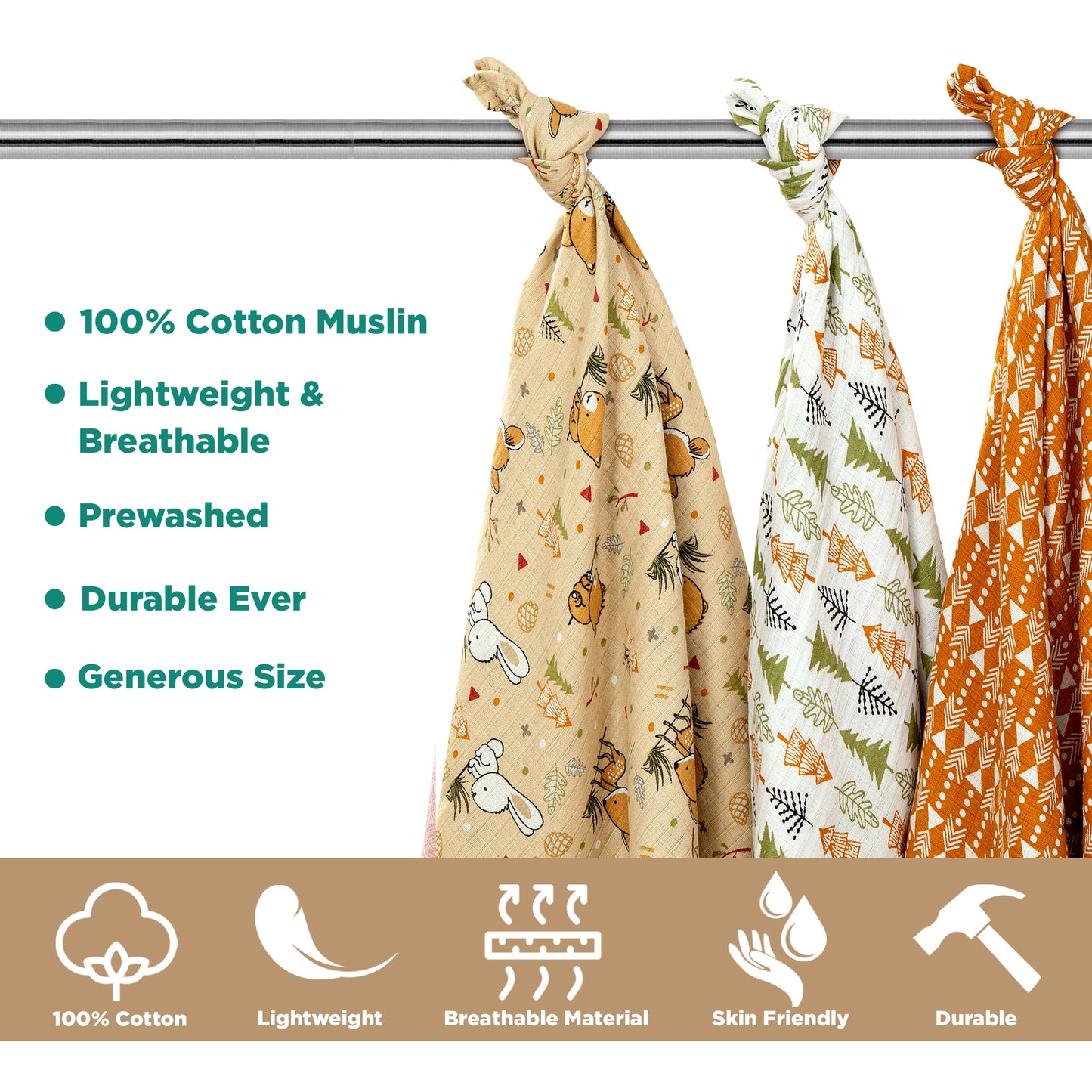 Muslin Swaddles - Pack of 4's - Into the Jungle - Dreams & Dimples