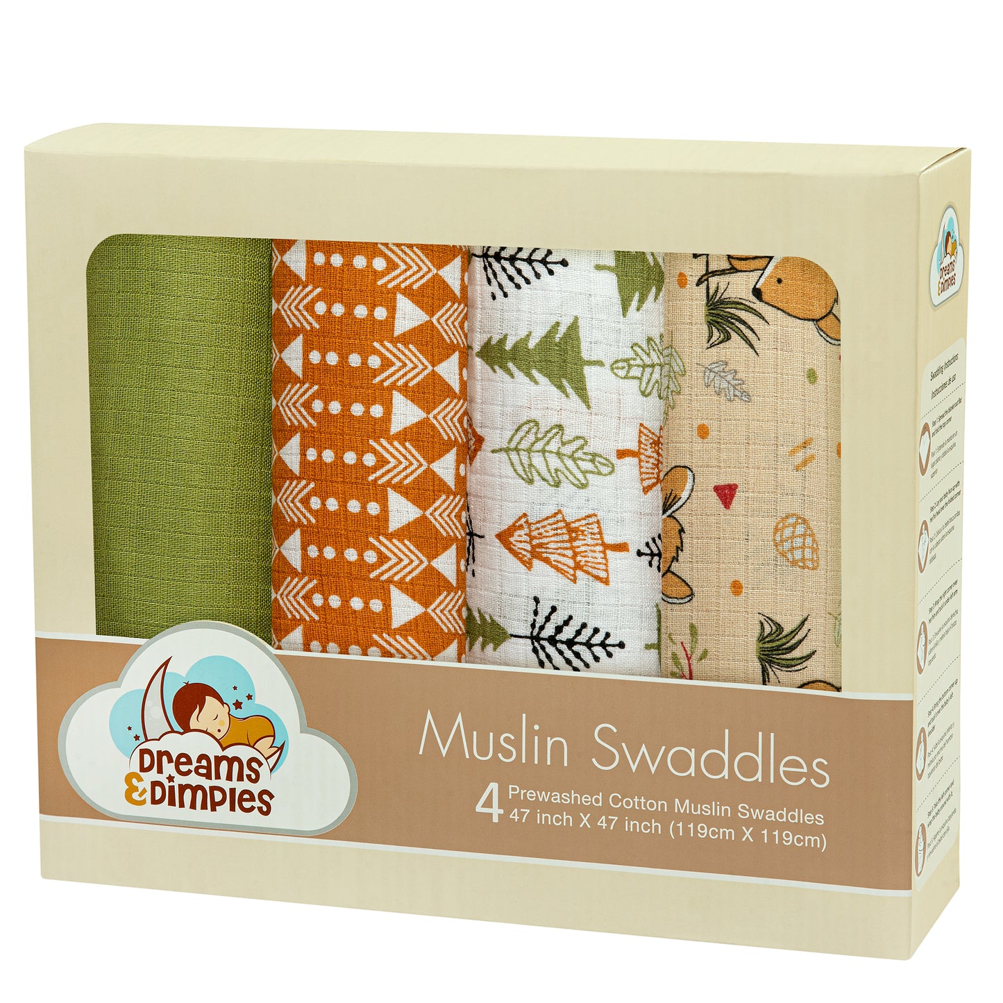 Muslin Swaddles - Pack of 4's - Into the Jungle - Dreams & Dimples