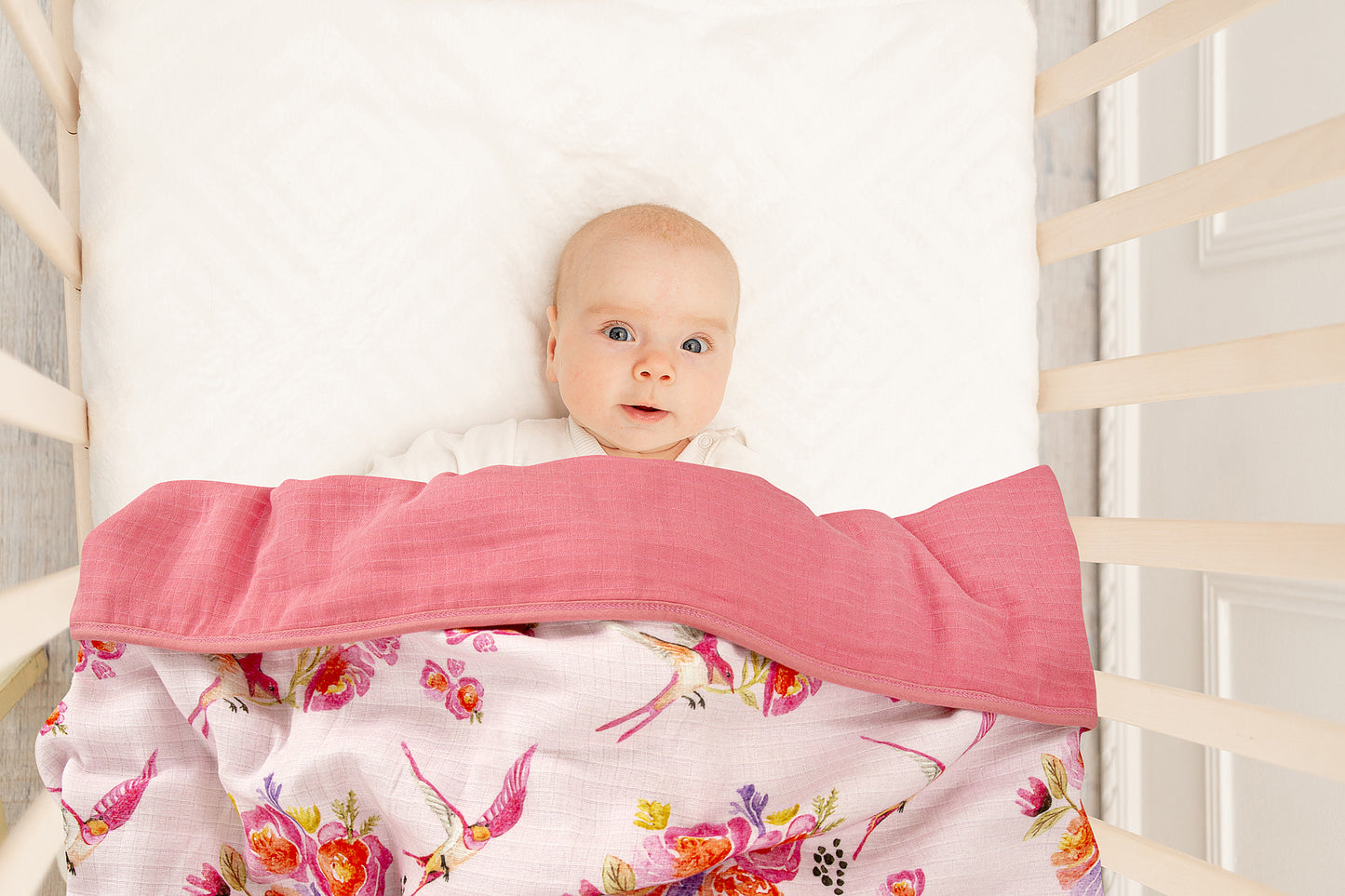 Muslin Stroller Blanket - 4 layered super soft - Humming Bird - Dreams & Dimples