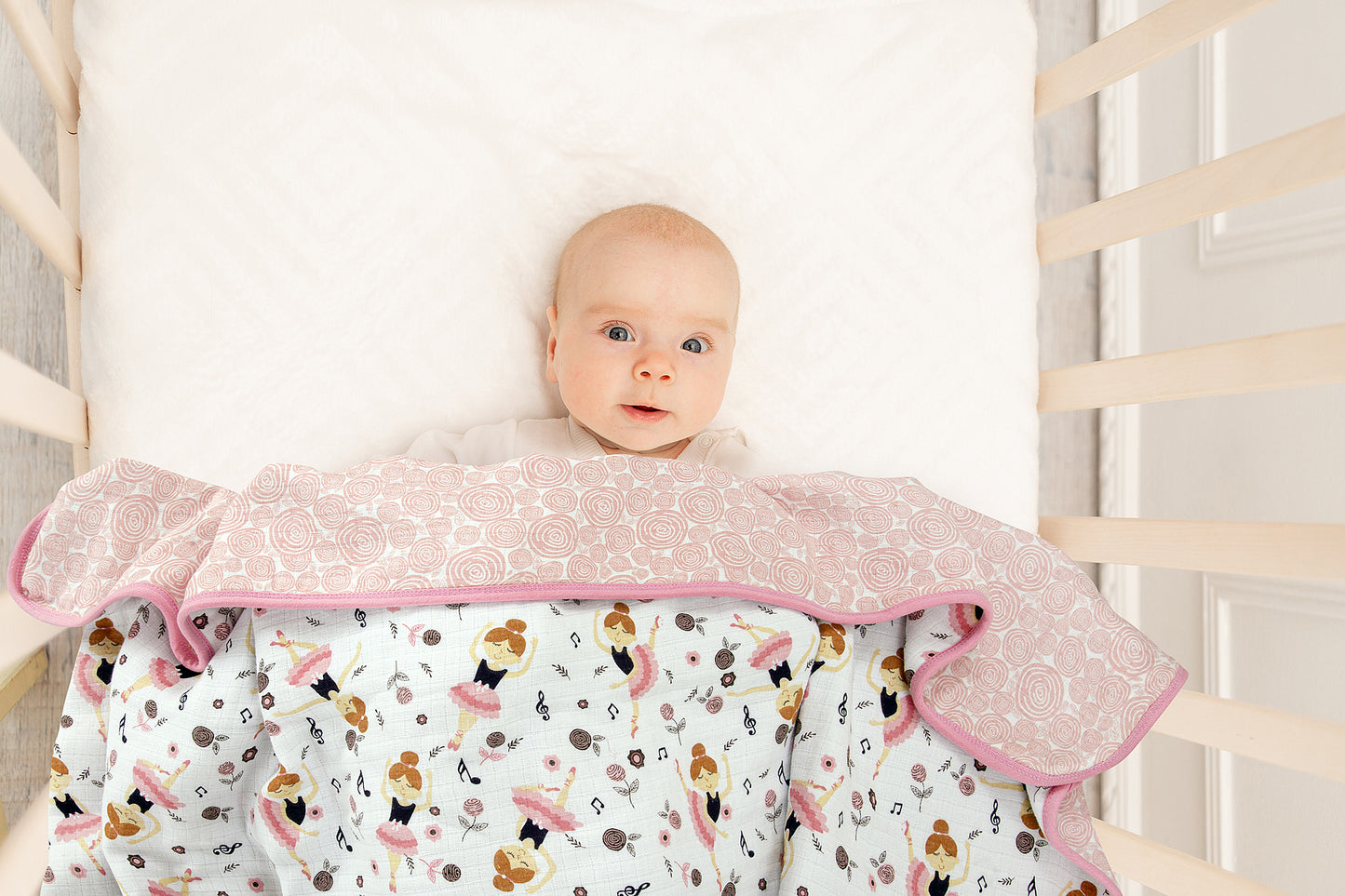 Muslin Stroller Blanket - 4 layered super soft - Love to Dance - Dreams & Dimples