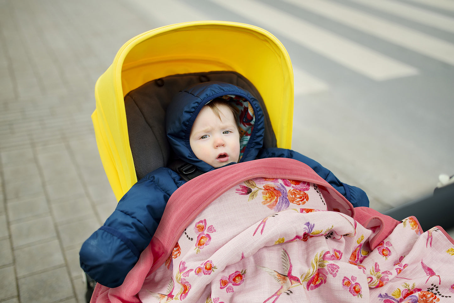 Muslin Stroller Blanket - 4 layered super soft - Humming Bird - Dreams & Dimples