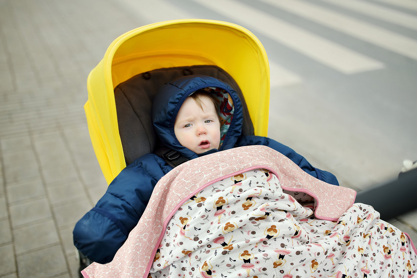 Muslin Stroller Blanket - 4 layered super soft - Love to Dance - Dreams & Dimples