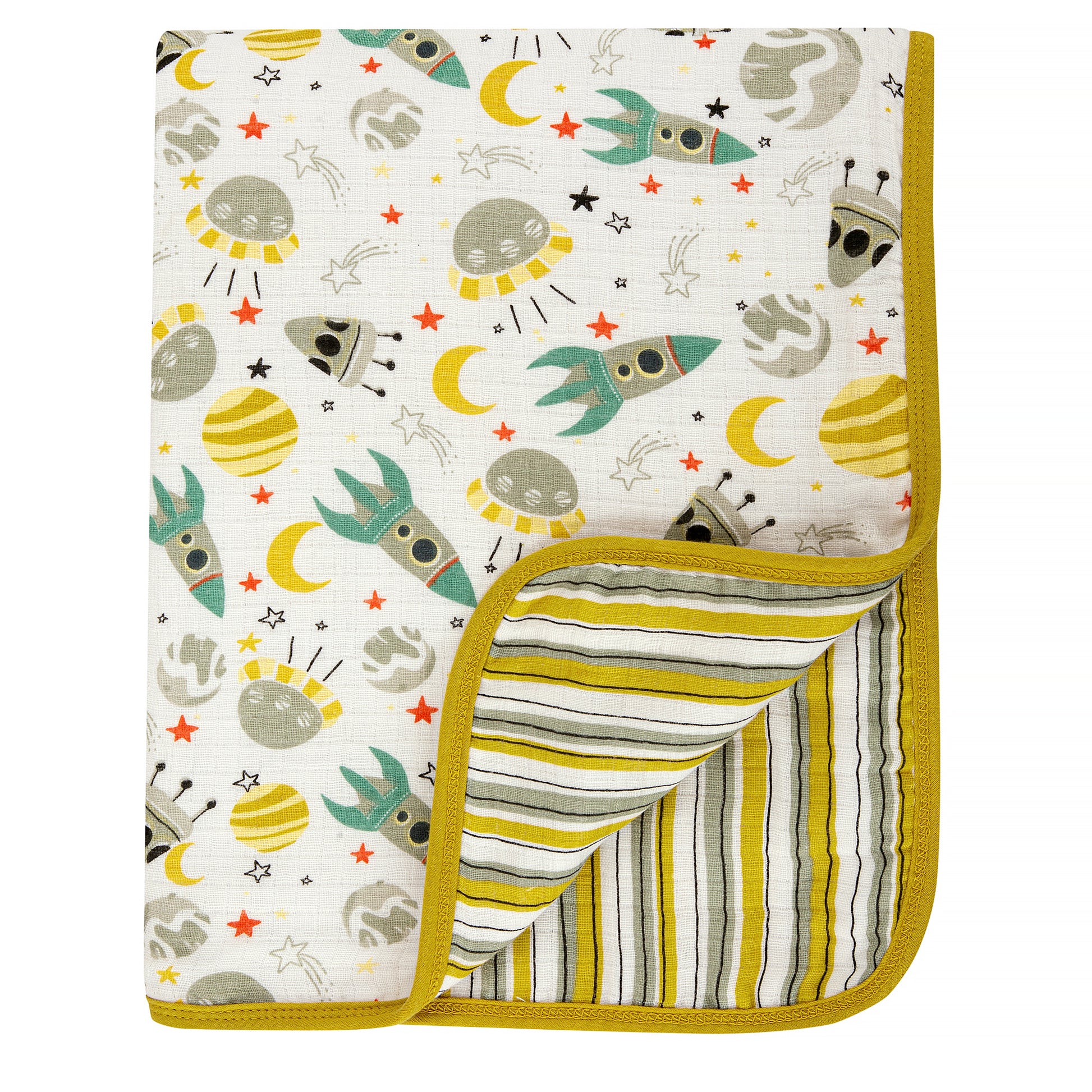 Muslin Stroller Blanket - 4 layered super soft - Gimme Some Space - Dreams & Dimples