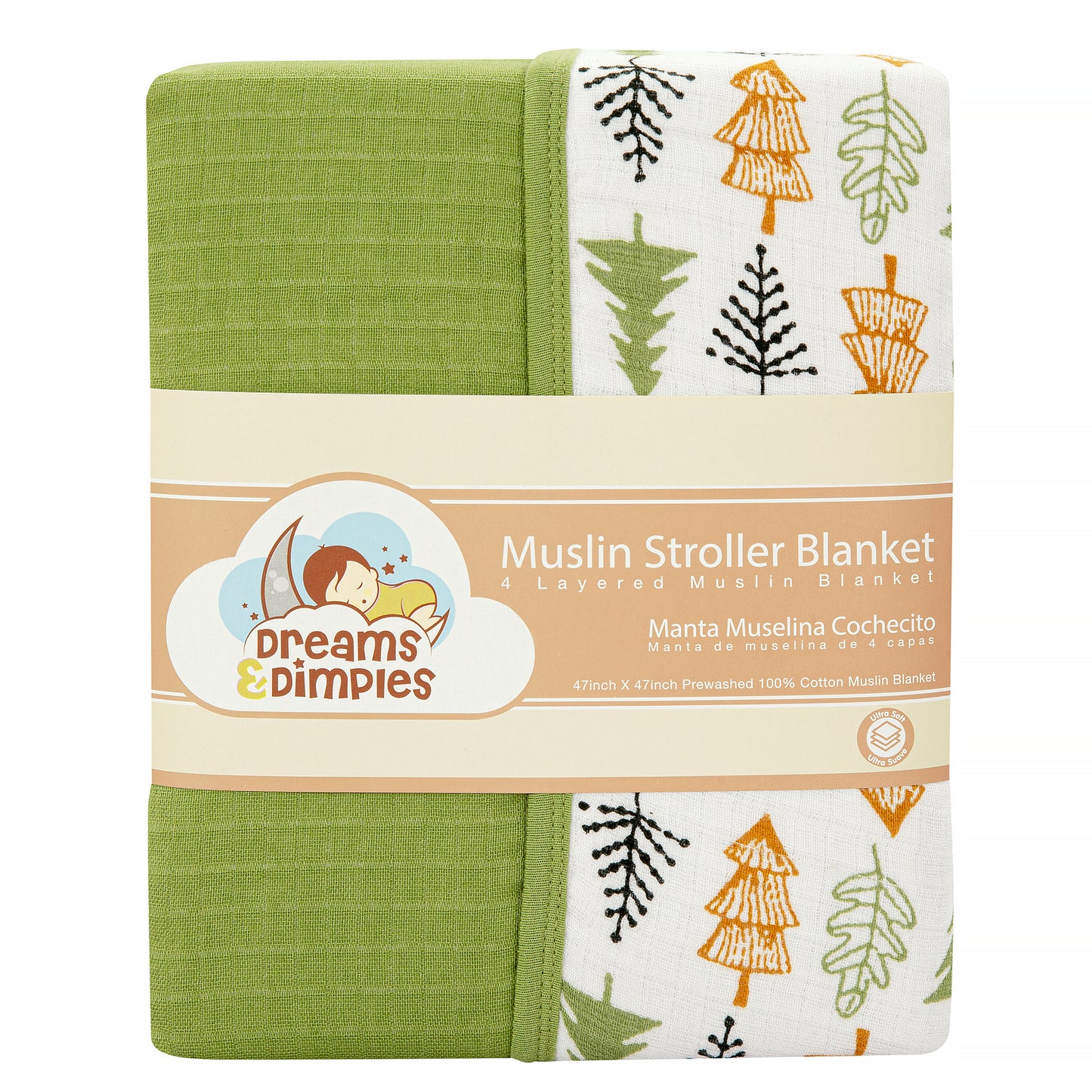 Muslin Stroller Blanket - 4 layered super soft - Into the Jungle - Dreams & Dimples